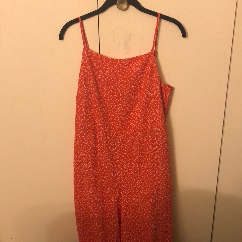 red and white floral culottes jumpsuit